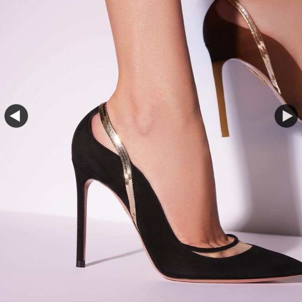 NWT$995 Aquazzura Soiree 105 Black Suede Heel Pumps